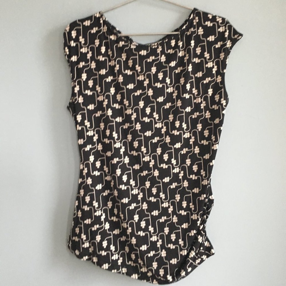 NWT Max Studio Black Cream Blouse in Size Large